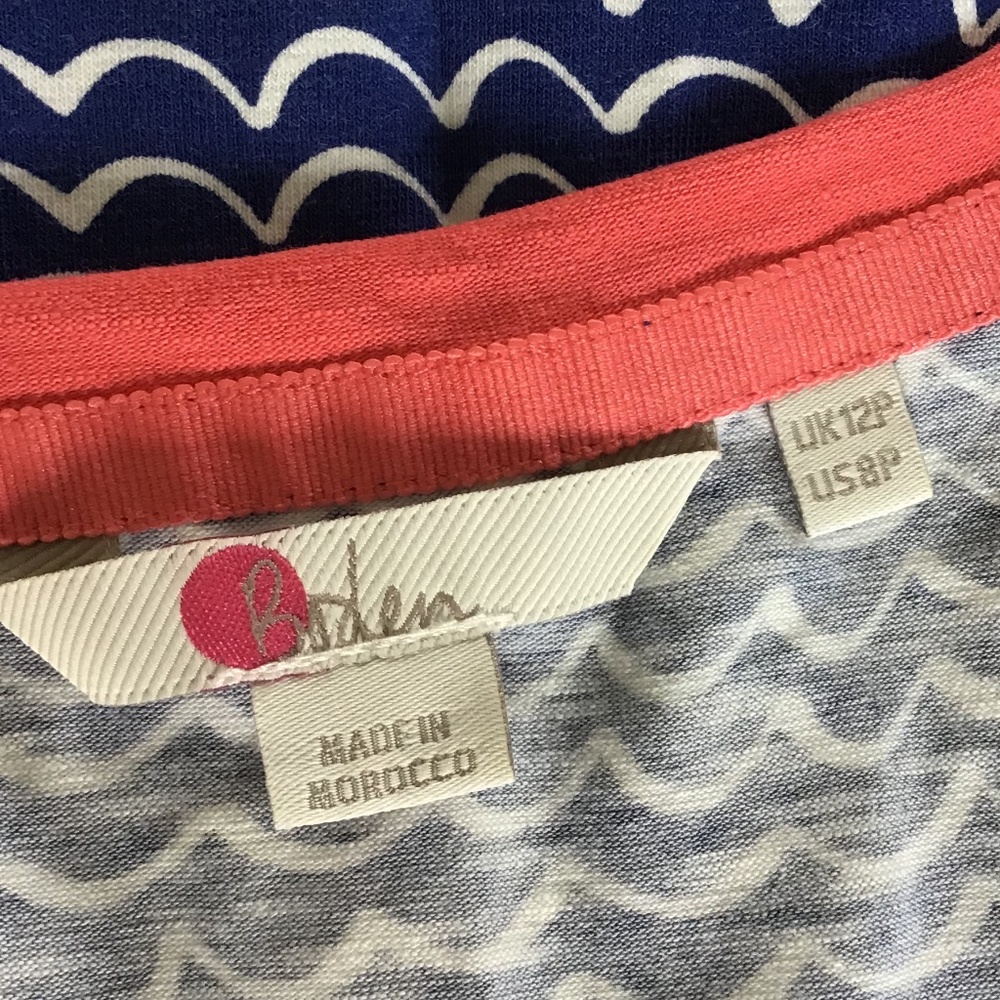 Boden Summer Dress Women’s 8 Petite Blue White Coral Like New - Picture 4 of 15